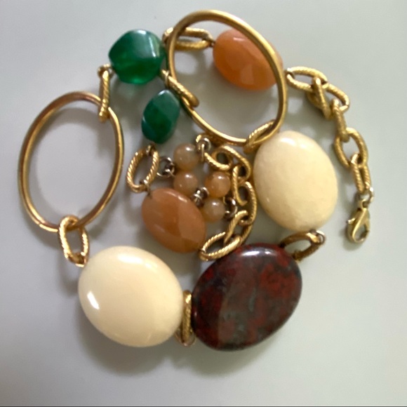 Mahogany Obsidian & Other Crystals Gold Necklace - Picture 2 of 2